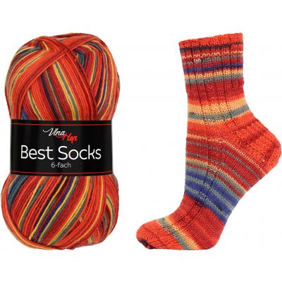 Vlna-hep Příze Best Socks 6-fach - ponožková - vlna Best Socks 6-fach: 6-fach - melír 7375