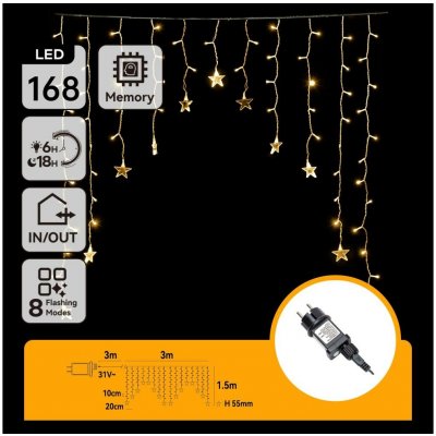 Aigostar LED Venkovní vánoční řetěz 168xLED 3x1,5m IP44 teplá bílá hvězdy B10303ABGX – Hledejceny.cz