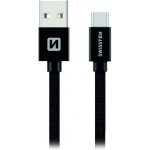 Swissten 71521301 USB 2.0 typ A na C, USB 2.0, zástrčka A - zástrčka C, opletený, 2m, černý – Zboží Živě