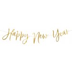 Girlanda Happy New Year zlatá – Zboží Mobilmania