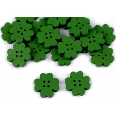 Dřevěný dekorační knoflík čtyřlístek (5ks) – Zboží Dáma