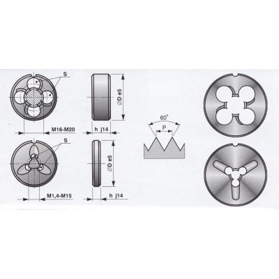 M12x1,5 HSS,223216(6g)strojní závitová kruhová čelist – Zboží Mobilmania