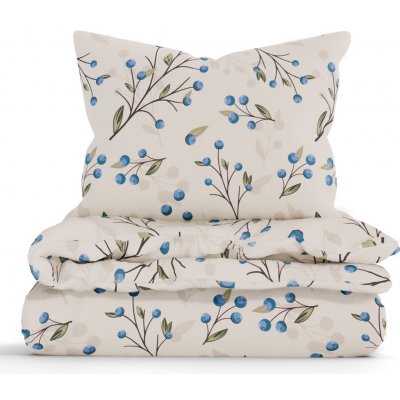 MKLuzkoviny.cz bavlna povlečení Renforcé Borůvky přírodní 140x200 70x90 – Hledejceny.cz