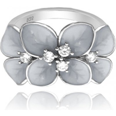 Minet JMAS5034WR59 Rozkvetlý stříbrný prsten Flowers s čirými zirkony – Zboží Mobilmania