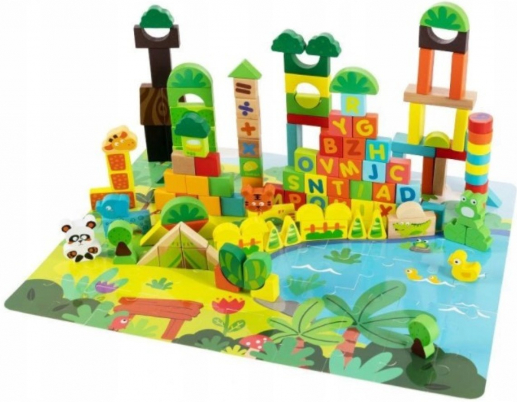 Eco Toys dřevěné naučné kostky Puzzle 198 ks