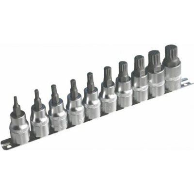 Zástrčné hlavice XZN (Spline) 1/2", M4 - M18, sada 10 kusů na liště - ASTA – Zboží Dáma