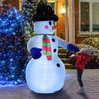 GOLETO Nafukovací sněhulák XXL s LED osvětlením 240 cm