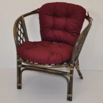 Ratanové křeslo Bahama hnědé polstr vínový – Sleviste.cz