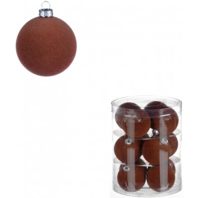 Vánoční plastové koule sametové hnědá barva Cena za 1box 12ks VAK133 BR – Zboží Dáma