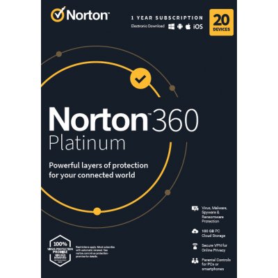 Norton 360 PLATINUM 100GB 1 uživatel 20 lic. 1 rok (21428036) – Zboží Živě