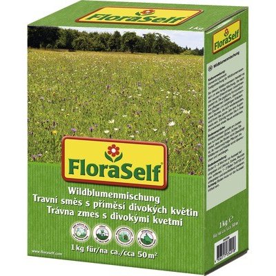 Travní směs FloraSelf s příměsí divokých květin 1 kg 50 m² – Zbozi.Blesk.cz