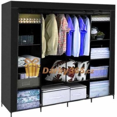 Šatní skříň dvojitá látková skládací 170x170cm Ruhhy 23740, černá – Zboží Mobilmania