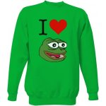 Unisex mikina bez kapuce s potiskem I Love Pepe the Frog Unisex Mikina Limetková zelená – Zboží Mobilmania