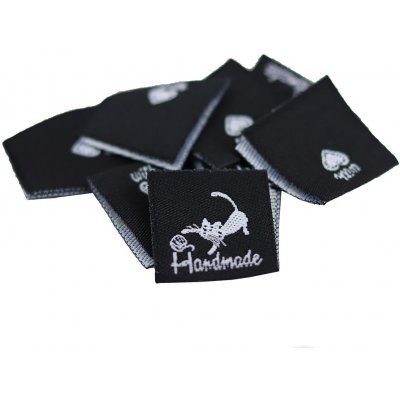 Pro Háčkování Látková cedulka Handmade černá s kočičkou – Zboží Dáma Pro Háčkování Látková cedulka Handmade černá s kočičkou – Zboží Dáma