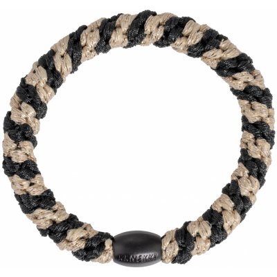 KKNEKKI Gumička do vlasů Kknekki Black / Beige Glitter Stripe, černá barva, textil – Zboží Dáma