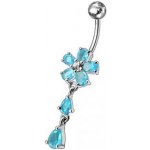 Šperky4U stříbrný piercing do pupíku kytička BP01011-Q – Zboží Mobilmania