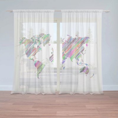 Záclony Barevné světadíly: 2 ks - 150x250 cm - Sablio – Hledejceny.cz