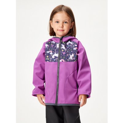 Unuo dětská softshellová bunda s fleecem Ostružinová Jednorožci – Hledejceny.cz