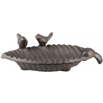 Clayre & Eef Hnědé litinové pítko/ krmítko pro ptáčky ve tvaru listu 19 x 10 x 5 cm – Hledejceny.cz
