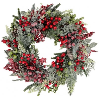 HK VDP Věnec ZMRZLÉ PLODY s cedrem, plast, zelená/červená, 55 x 55 x 15 cm ks – Hledejceny.cz