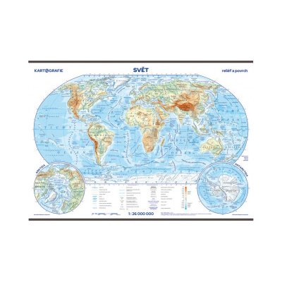 Kartografie PRAHA, a. s. Svět – reliéf a povrch – školní nástěnná mapa – Zboží Mobilmania