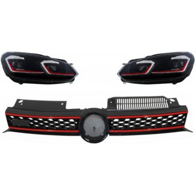 KITT Central Grille Front Grille suitable for VW Golf 6 VI (2008-2012) with LED Headlights Flowing Dynamic Sequential Turning Lights GTI Design – Hledejceny.cz