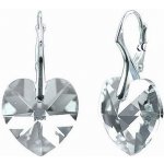 Swarovski Elements Heart krystal stříbrné náušnice visací bílé srdce srdíčka 31125.1 Crystal bílá čirá křišťálová – Zboží Mobilmania