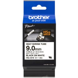 Brother HSE-221E, černý tisk/bílý podklad, 1.5m, 9.0mm