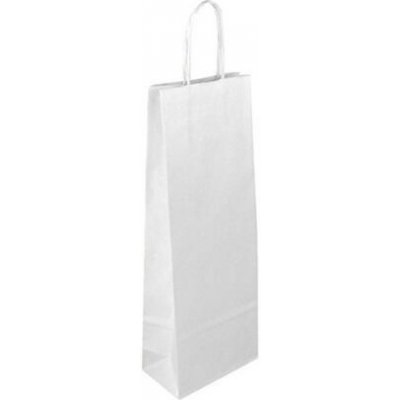 Papírová taška na víno bílá Mosela 140x80x390 mm s krouceným uchem