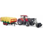 Bruder 3198 Traktor Case IH Optum 300 CVX s čelním nakladačem a přepravníkem na balíky – Zboží Mobilmania