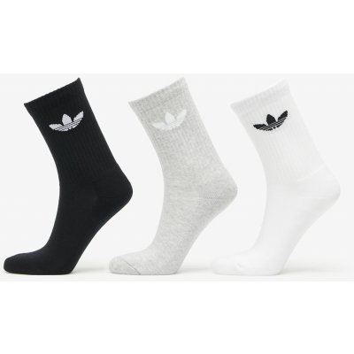 adidas Trefoil Cushion Crew Sock 3-Pack White/ Medium Grey Heather/ Black – Zboží Mobilmania