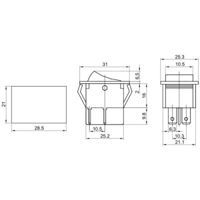 Tracon electric Kolébkový vypínač ON-OFF 2-poloh., červený – Zboží Mobilmania