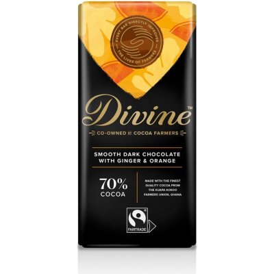 Divine Chocolate hořká čokoláda se zázvorem a pomerančem 70% 90 g – Hledejceny.cz