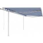 zahrada-XL Automatická zatahovací markýza se sloupky 4 x 3 m modrobílá – HobbyKompas.cz