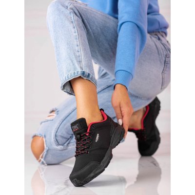 Stylové dámské trekingové boty bez podpatku černé – Zboží Mobilmania