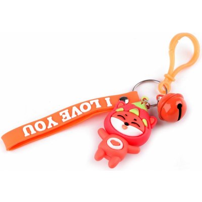 Přívěsek na klíče a batoh 3D s rolničkou 1 červená světlá oranžová