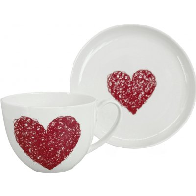 by inspire porcelánová snídaňová sada Heart A červenobílá 2 ks – Hledejceny.cz