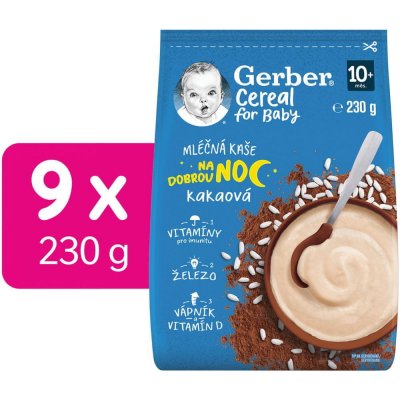 Gerber Cereal mléčná kaše kakaová Dobrou noc 9 x 230 g – Zboží Mobilmania