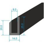 00535140 Pryžový profil tvaru "U", 25x14/8mm, 70°Sh, EPDM, -40°C/+100°C, černý | Zboží Auto
