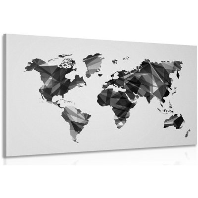 Obraz mapa světa v designu vektorové grafiky v černobílém provedení - 120x80 cm – Hledejceny.cz