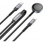 Datový kabel 2v1 HOCO (CW54), USB C na indukce pro Apple Watch + kabel Lightning, PD, QC, barva černá – Zboží Živě