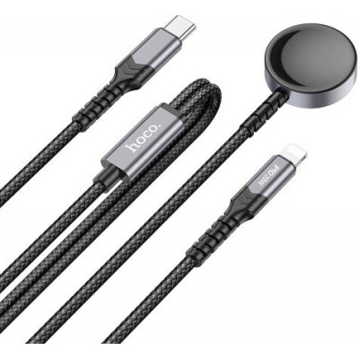 Datový kabel 2v1 HOCO (CW54), USB C na indukce pro Apple Watch + kabel Lightning, PD, QC, barva černá – Zboží Živě