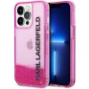 Pouzdro a kryt na mobilní telefon Apple Karl Lagerfeld KLHCP14XLCKVF hard iPhone 14 PRO MAX 6.7" pink Liquid Glitter Elong