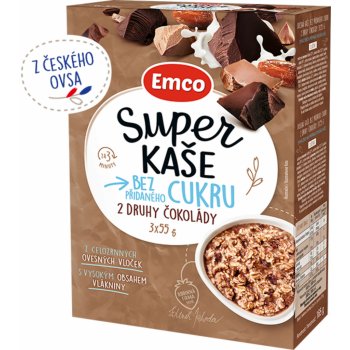 Emco Super kaše 2 druhy čokolády 3 x 55 g