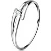 Prsteny Šperky eshop Briliantový prsten z bílého zlata rozdělená zvlněná ramena čirý diamant BT503.23