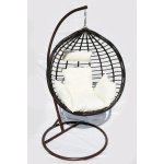 TRENDIE Závěsné křeslo 04 hnědé s béžovou poduškou – Sleviste.cz