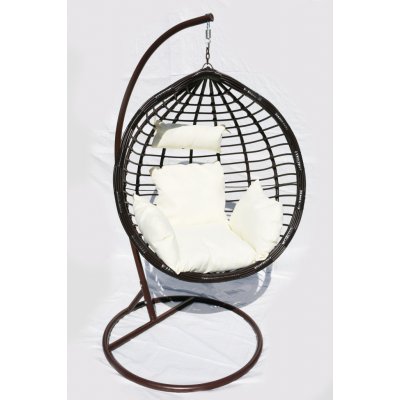 TRENDIE Závěsné křeslo 04 hnědé s béžovou poduškou – Sleviste.cz