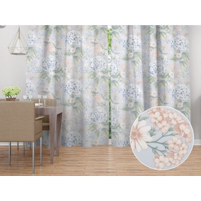 Biante Bavlněný závěs Sandra SA-785 Květy hortenzie na světle modrém 150x180 cm – Hledejceny.cz