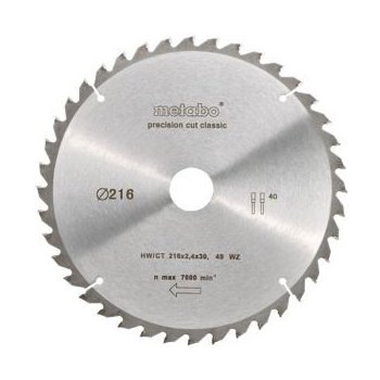 Metabo pilový kotouč precision cut wood - classic 216x30mm 40Z 5° negativ 628060000