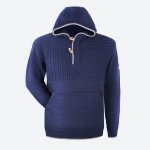 Kama svetr s kapucí Merino 4059 modrý – Sleviste.cz